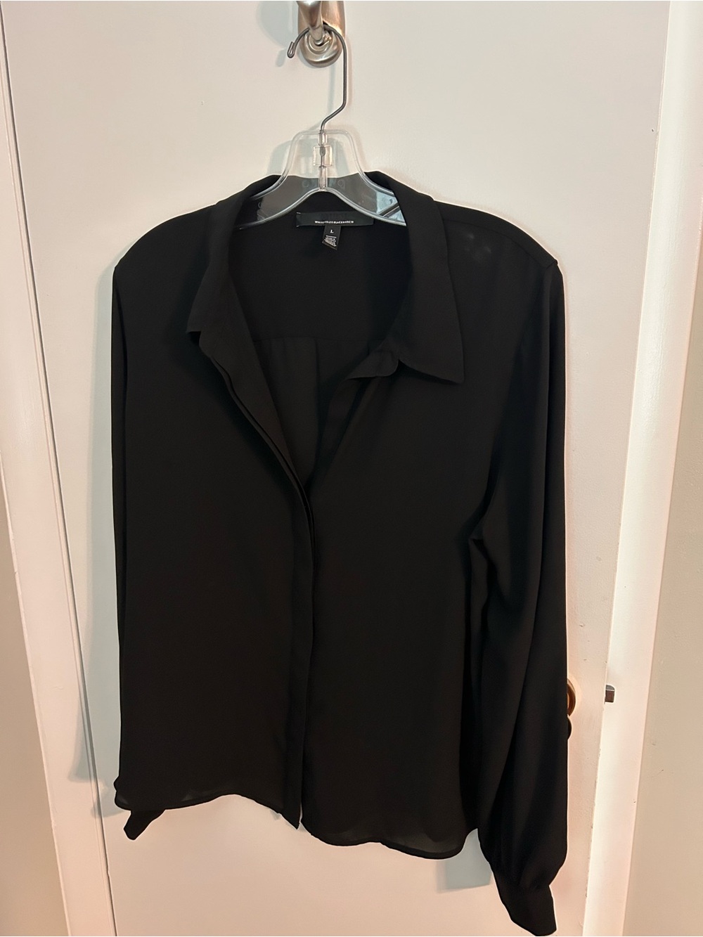 White House Black Market Black Button-Front Top